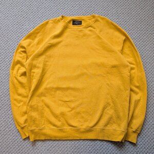 BEAMS PLUS Crewneck Sweater 100% Cotton Medium Mustard Golden Yellow